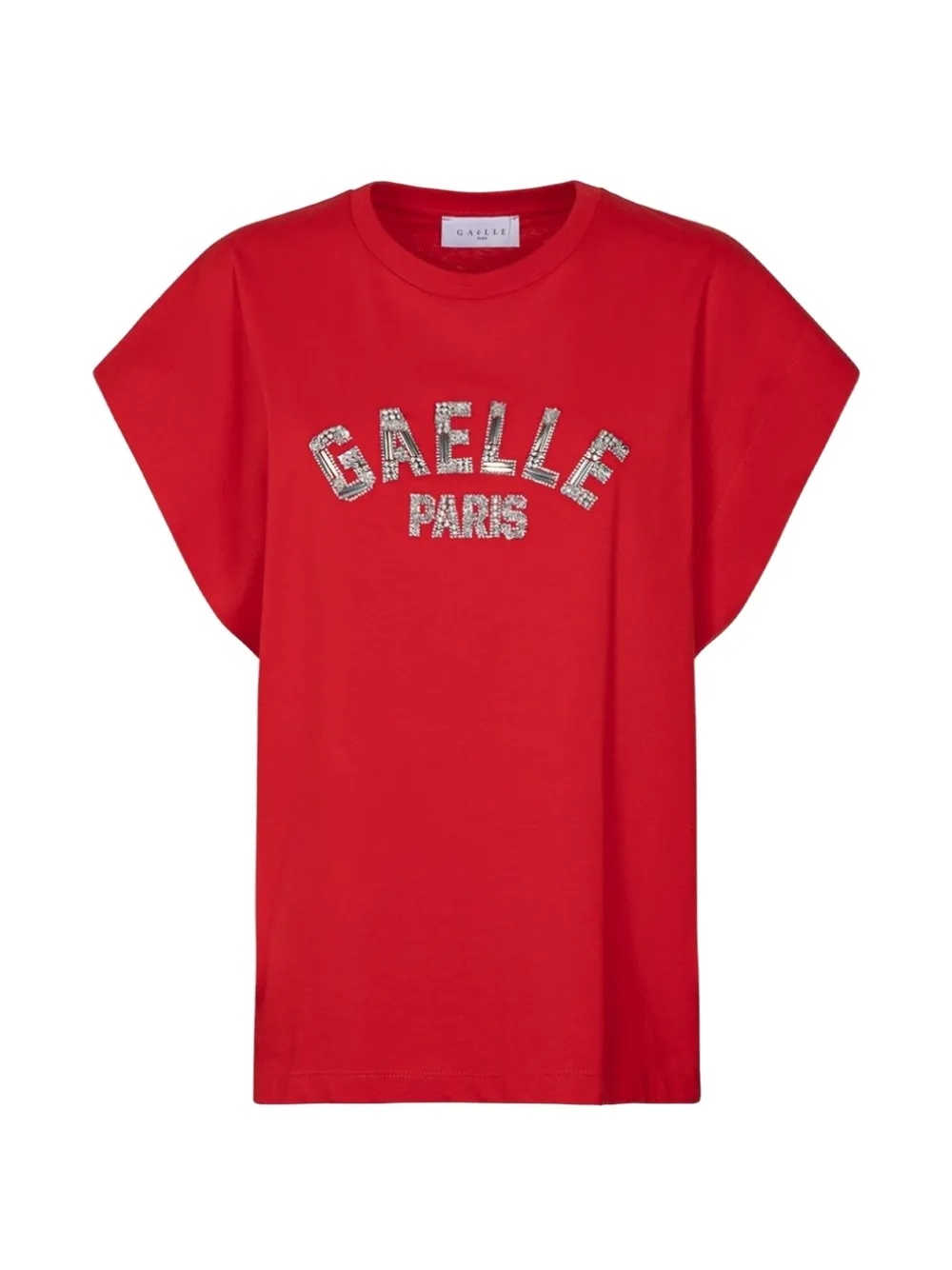 Gaëlle Paris sequin-logo cap-sleeve T-shirt - Rosso