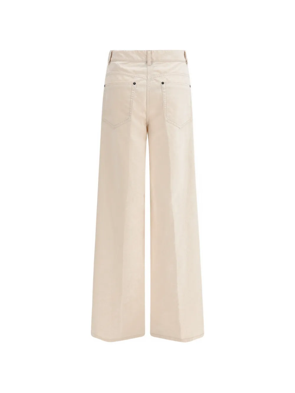 Forte Gesmockte jeans met wijde pijpen Beige