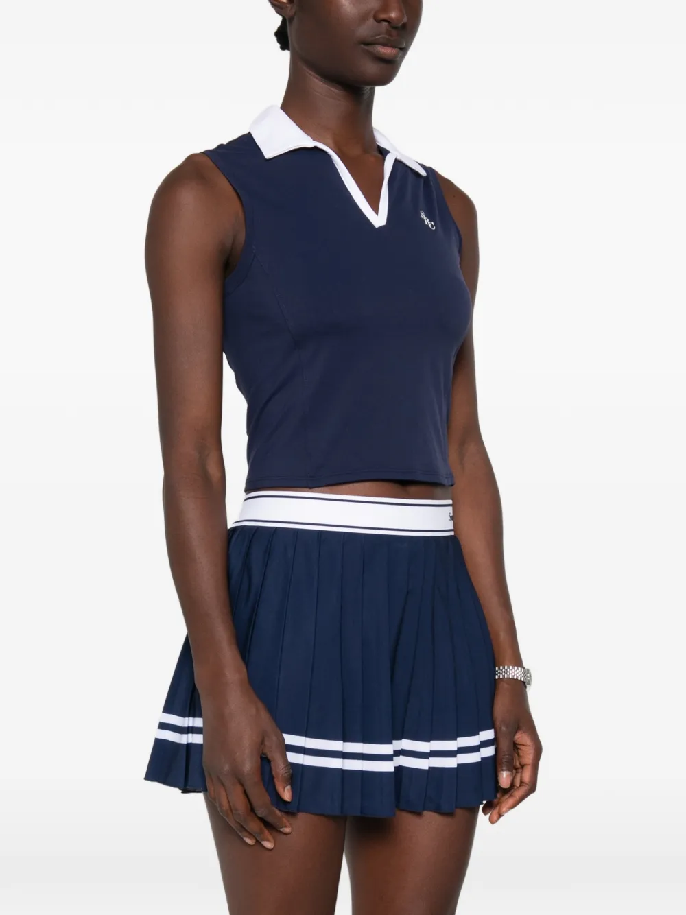 Sporty & Rich Top met geborduurd logo Blauw