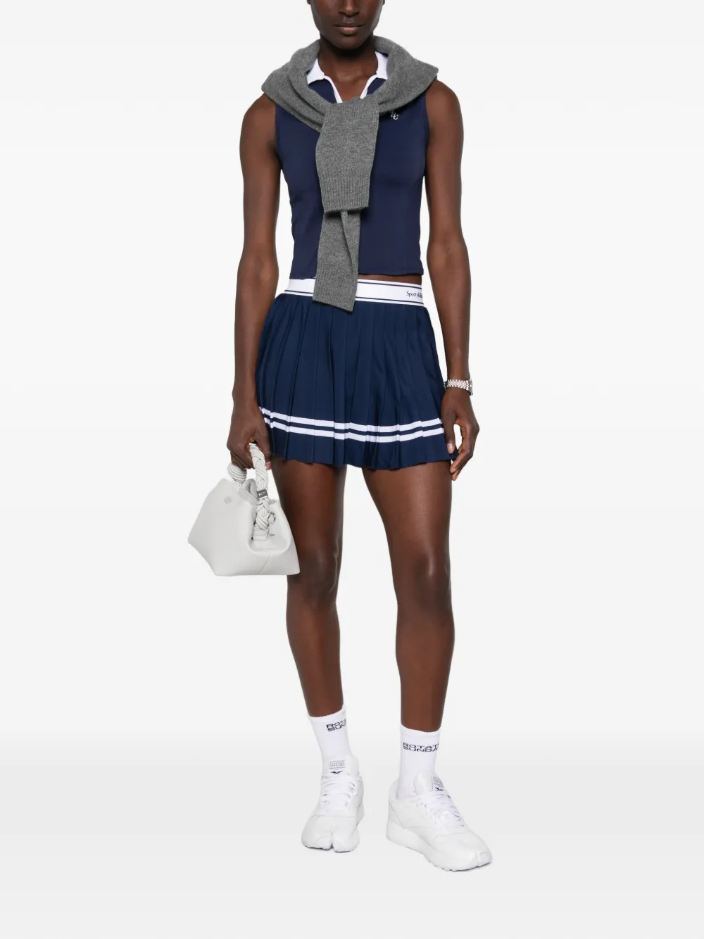 Sporty & Rich Top met geborduurd logo Blauw