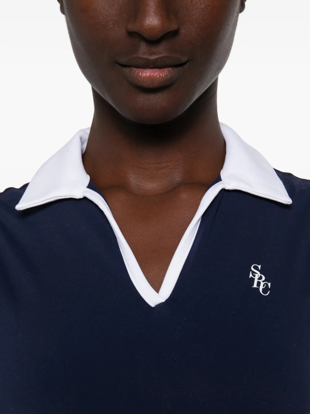 Sporty & Rich Top met geborduurd logo Blauw