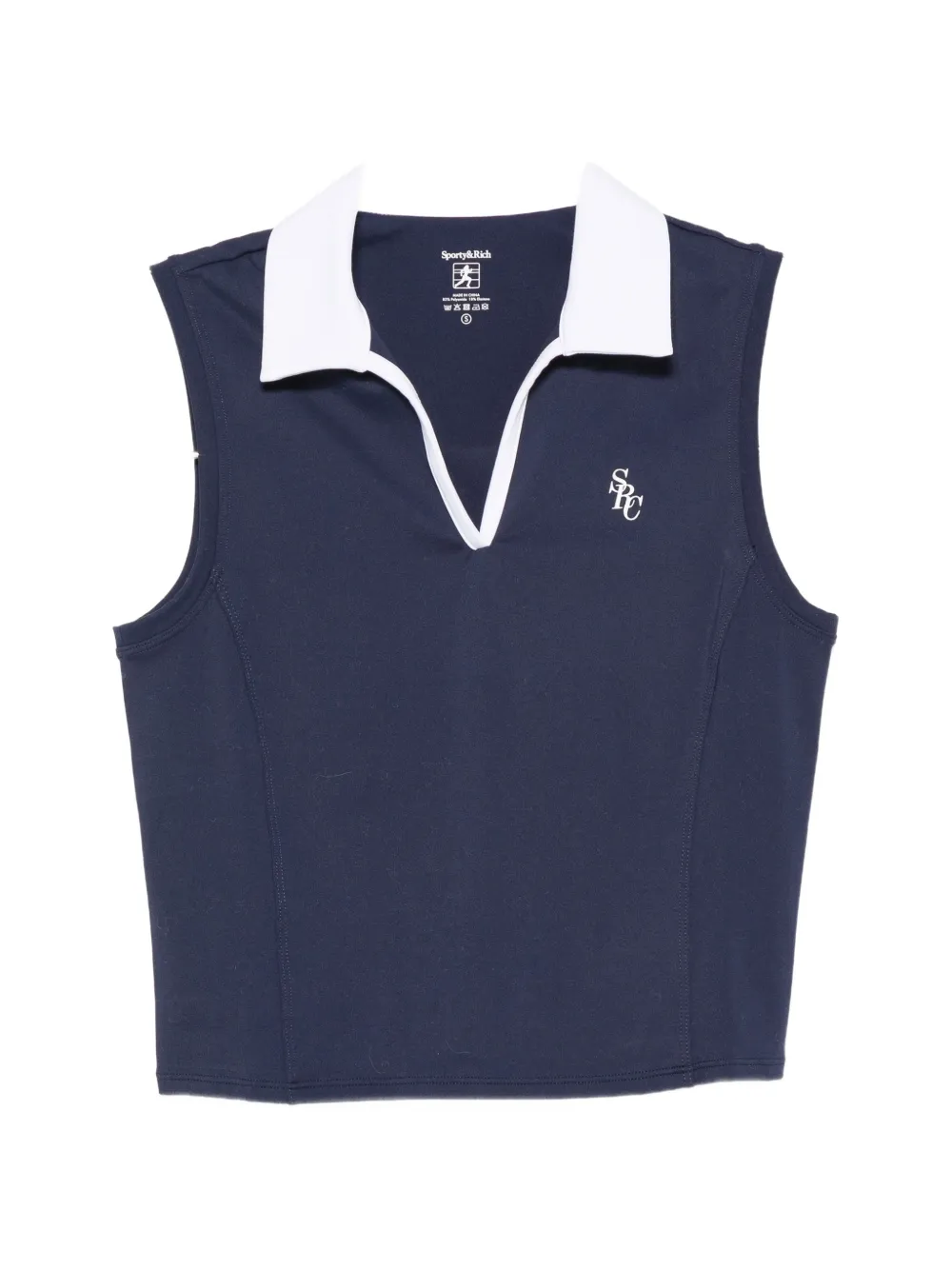 Sporty & Rich logo-embroidered sleeveless top - Bleu
