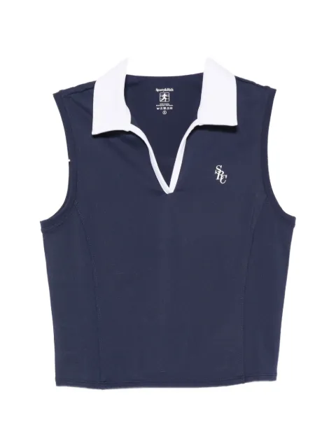 Sporty & Rich logo-embroidered sleeveless top