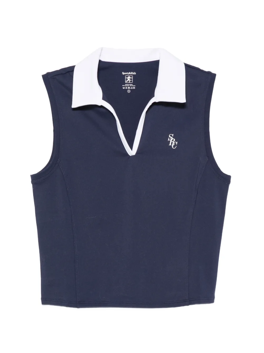 Sporty & Rich logo-embroidered sleeveless top - Blau