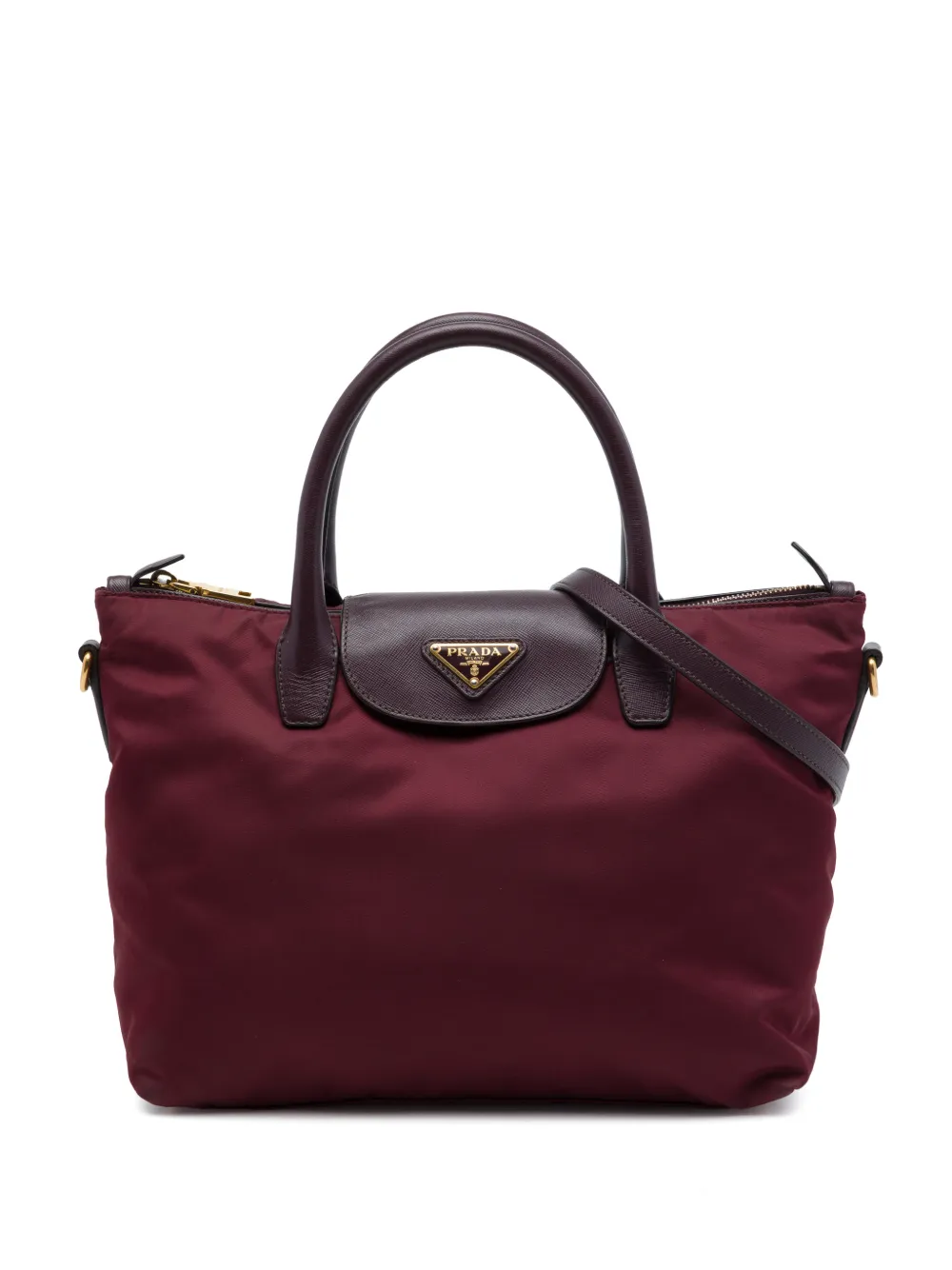 Prada Pre-Owned 2013-2026 Saffiano Trimmed Tessuto satchel - Rosso