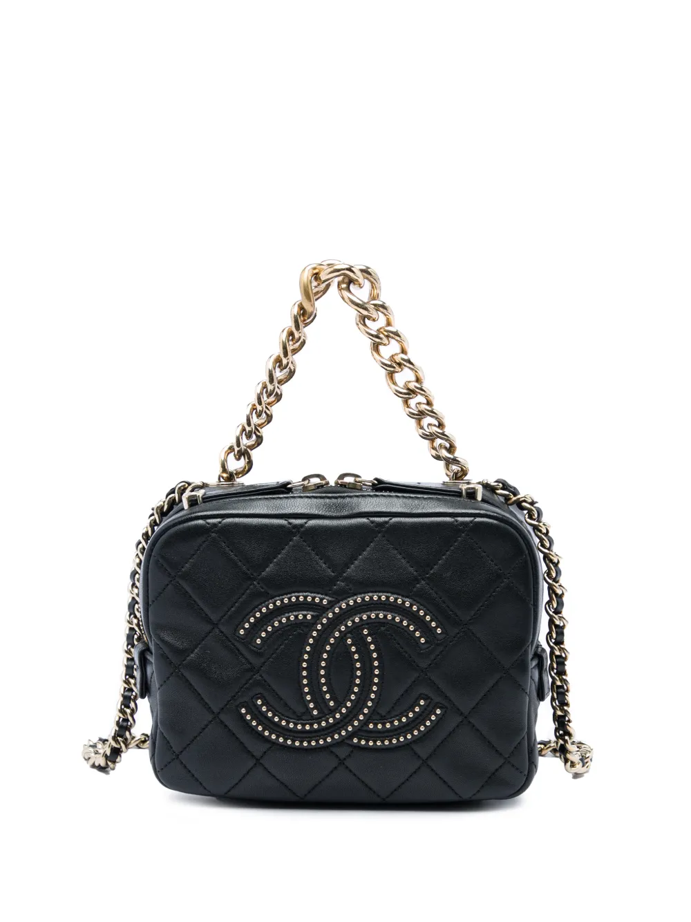 CHANEL Pre-Owned 2019 Quilted Lambskin Studded Beauty Begins Camera Bag satchel - Nero