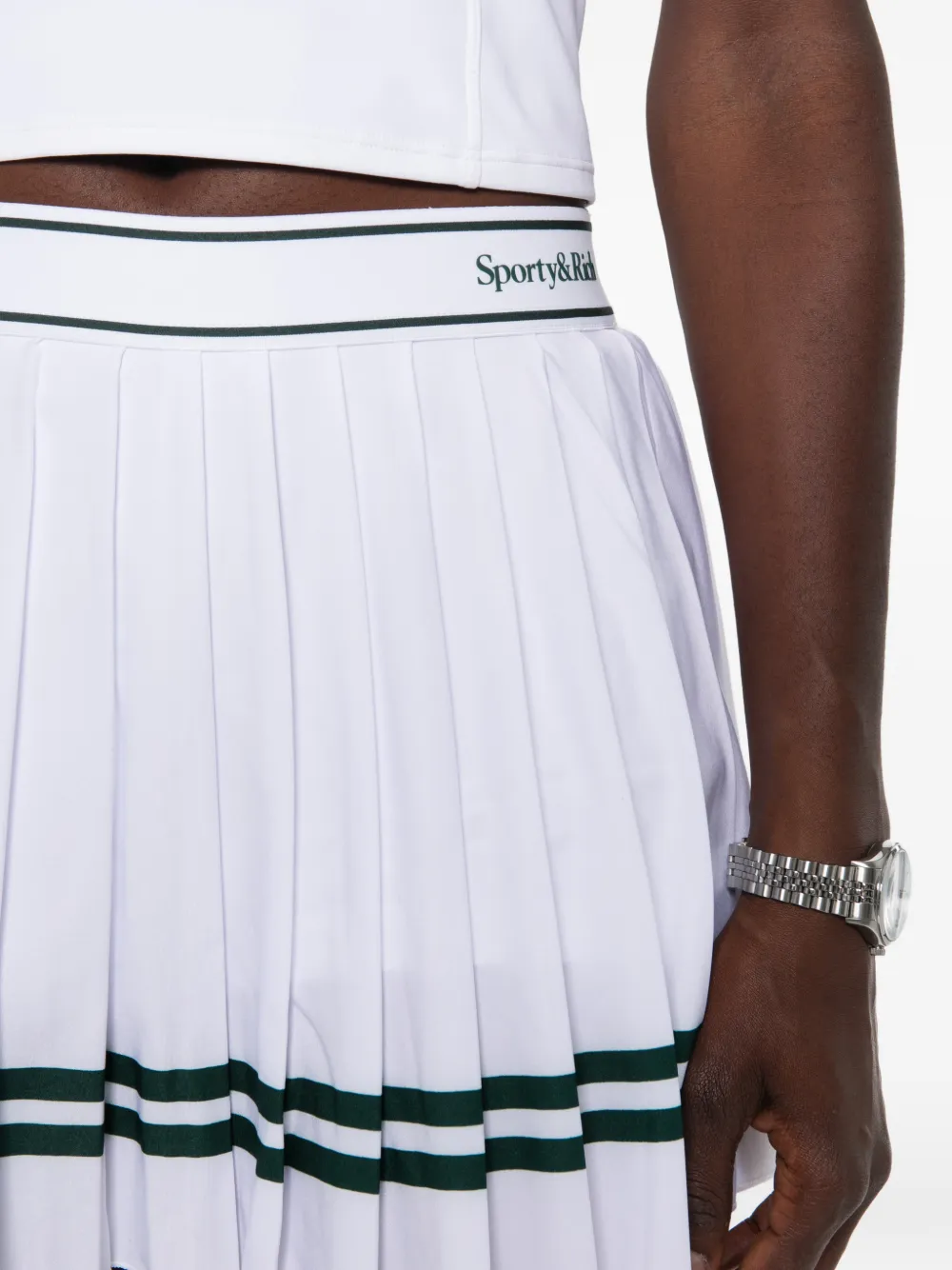 Sporty & Rich Gestreepte plooirok Wit