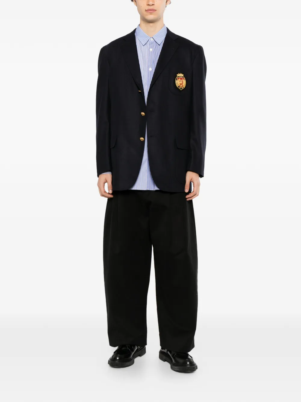 Junya Watanabe MAN logo-embroidered blazer Blauw