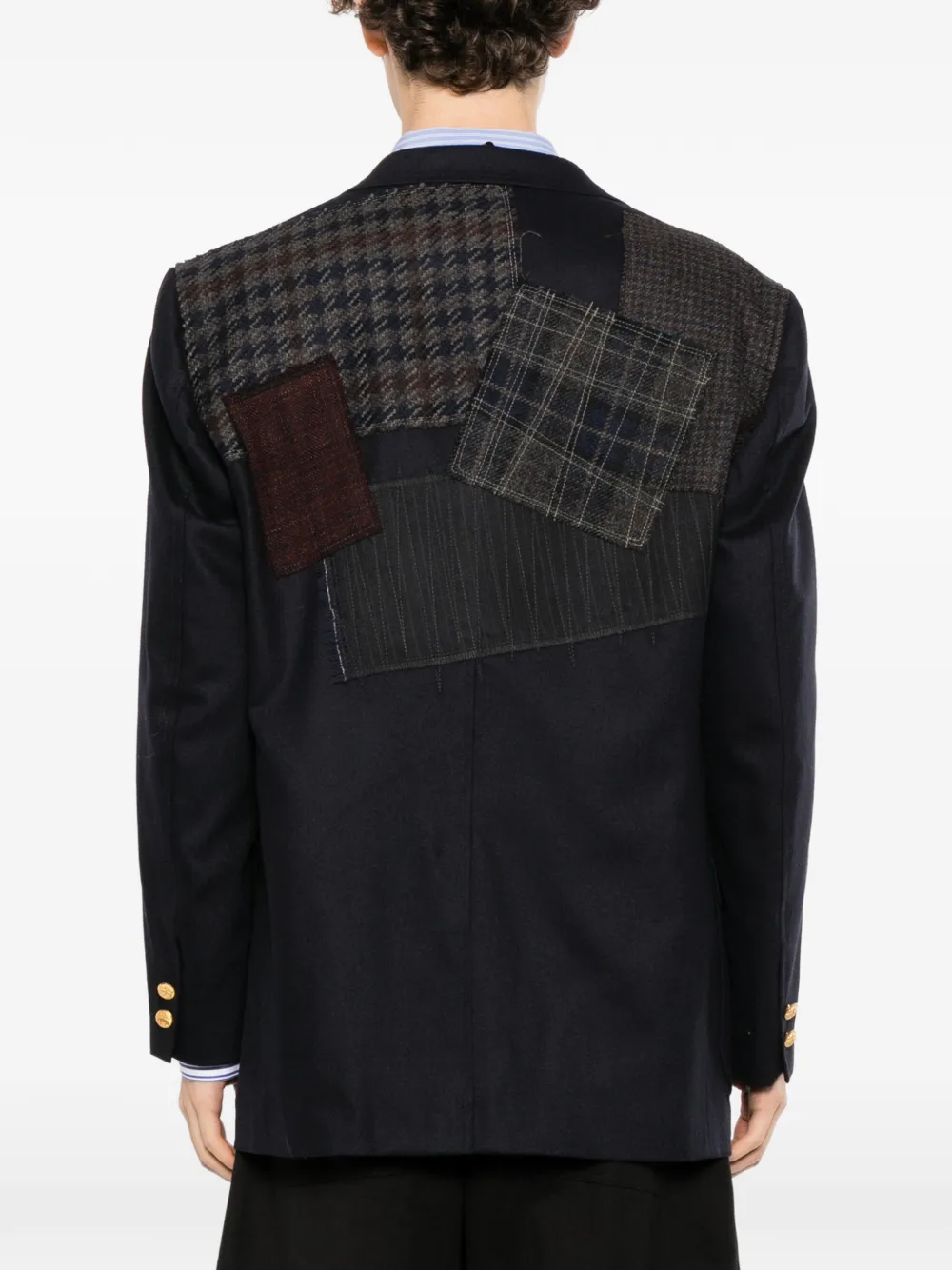 Junya Watanabe MAN logo-embroidered blazer Blauw