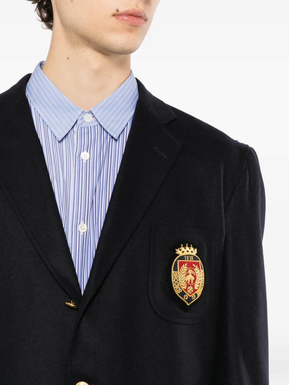 Junya Watanabe MAN logo-embroidered blazer Blauw
