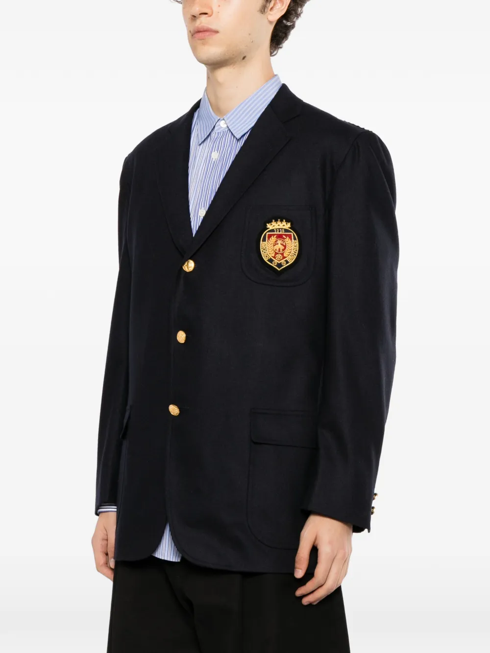 Junya Watanabe MAN logo-embroidered blazer Blauw