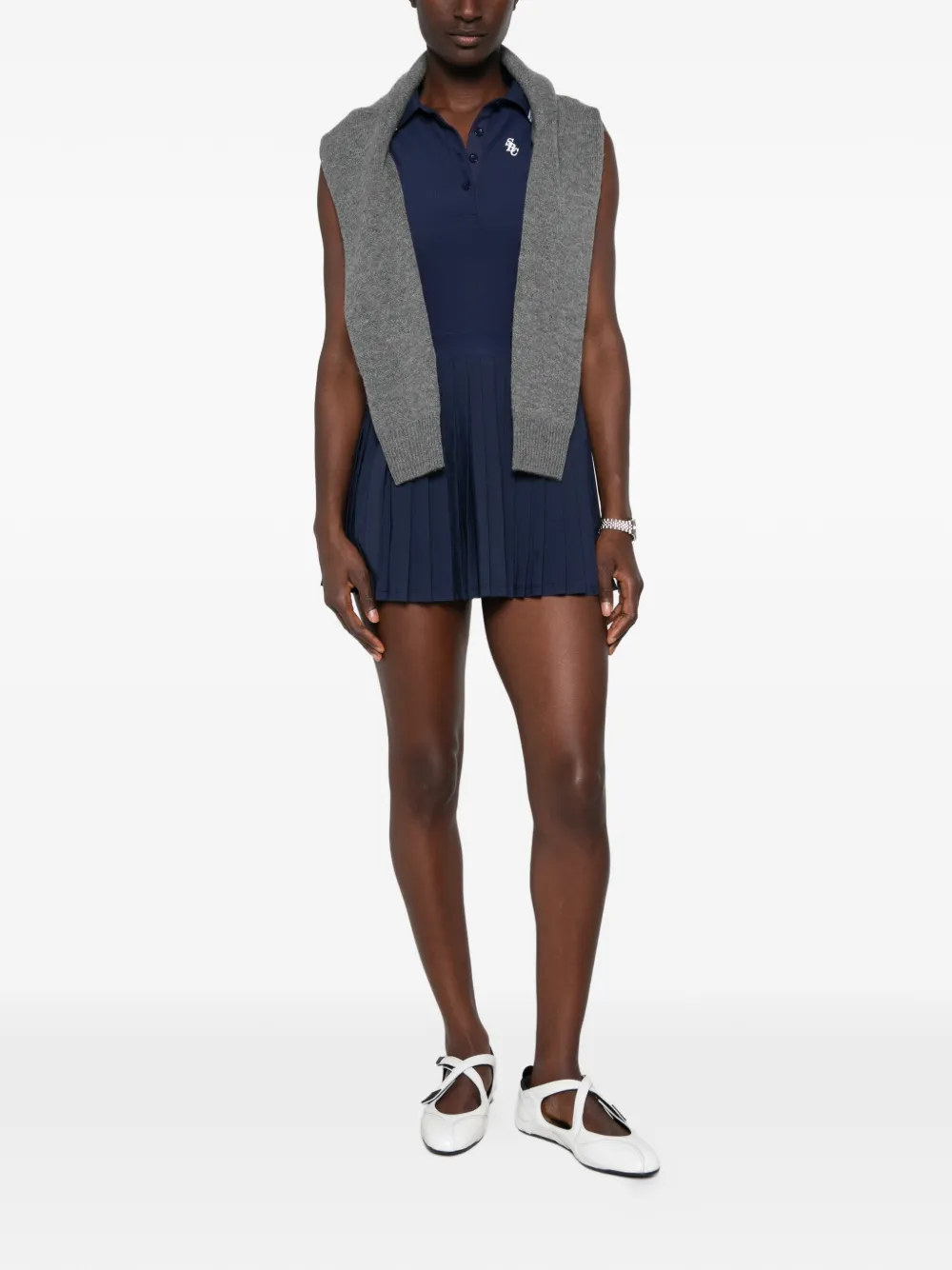 Sporty & Rich Geplooide mini-jurk Blauw