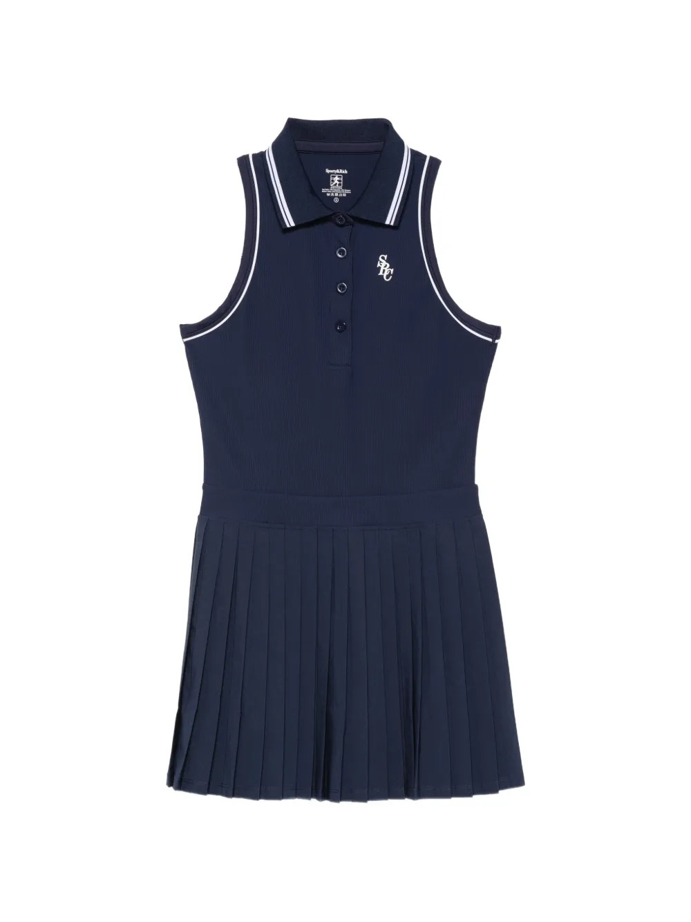 Sporty & Rich robe courte sans manches à design plissé - Bleu Sporty & Rich robe courte sans manches à design plissé - Bleu
