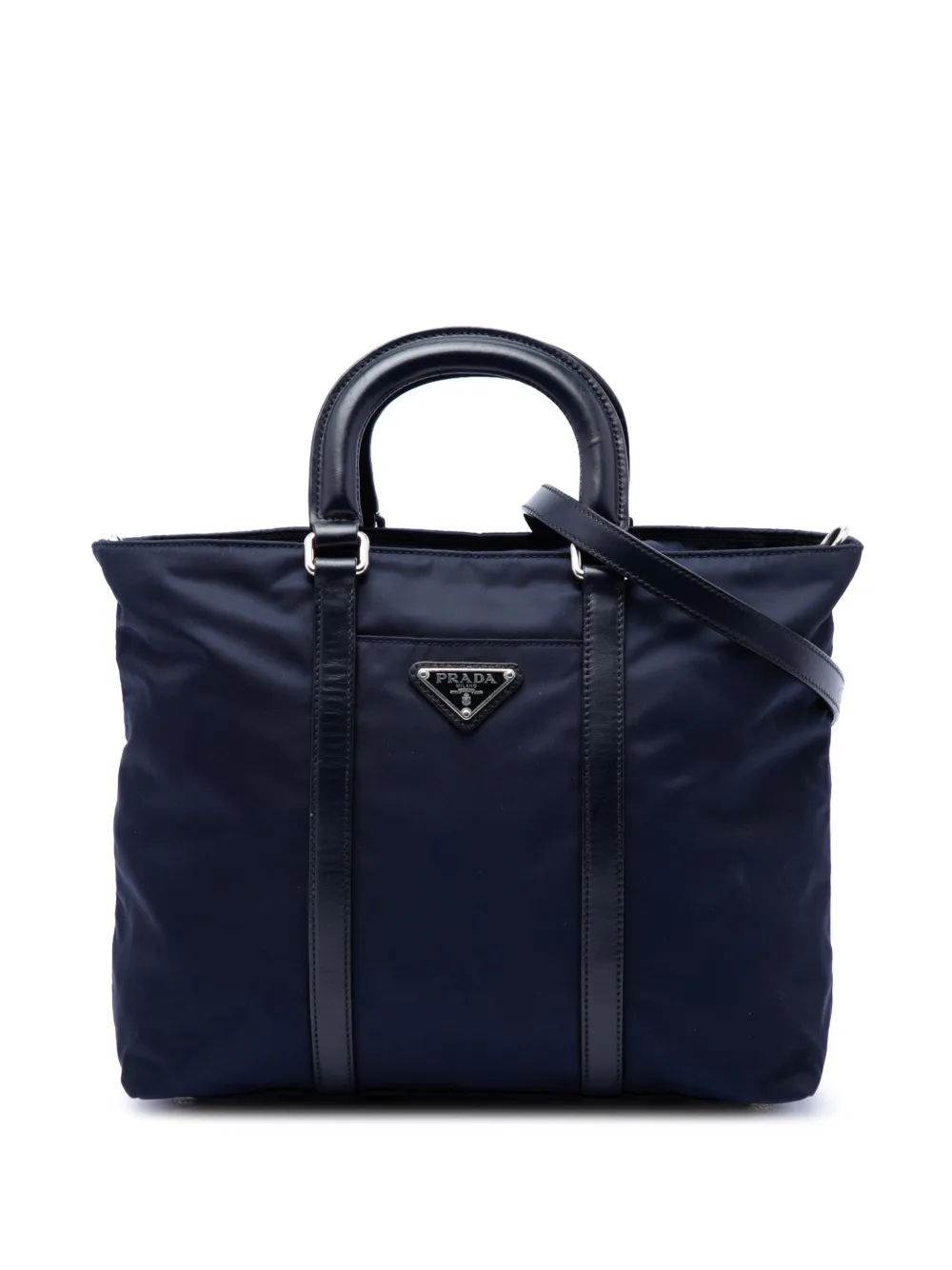 Prada Pre-Owned 2013-2026 Vitello Trimmed Tessuto satchel - Blu