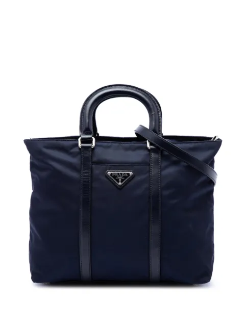 Prada Pre-Owned 2013-2026 Vitello Trimmed Tessuto satchel