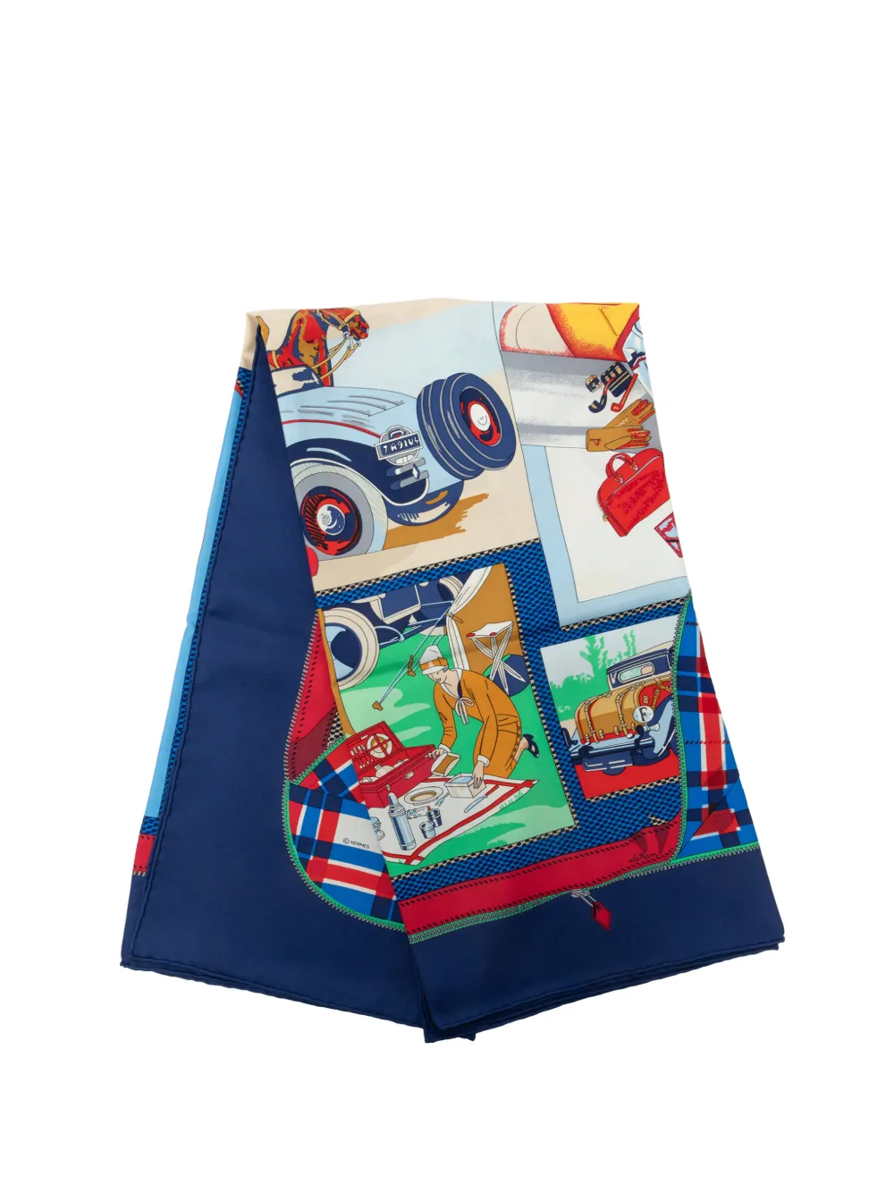 Hermès Pre-Owned 20th Century L Elegance et le Confort en Automobile Silk Scarf 90 scarves - Blau