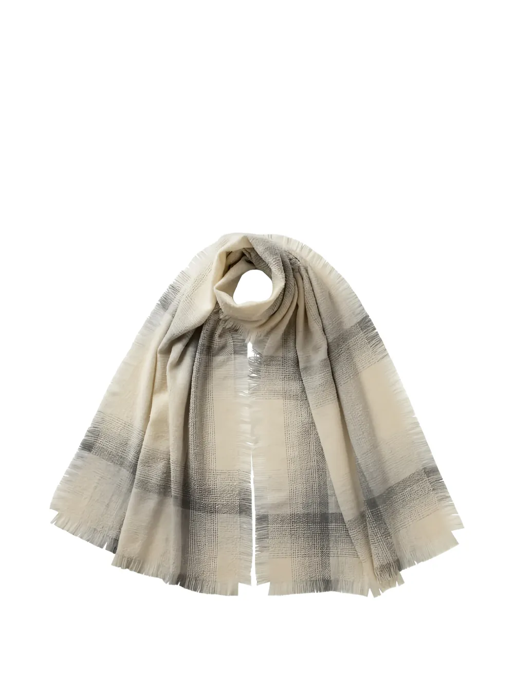Johnstons of Elgin check frayed scarf