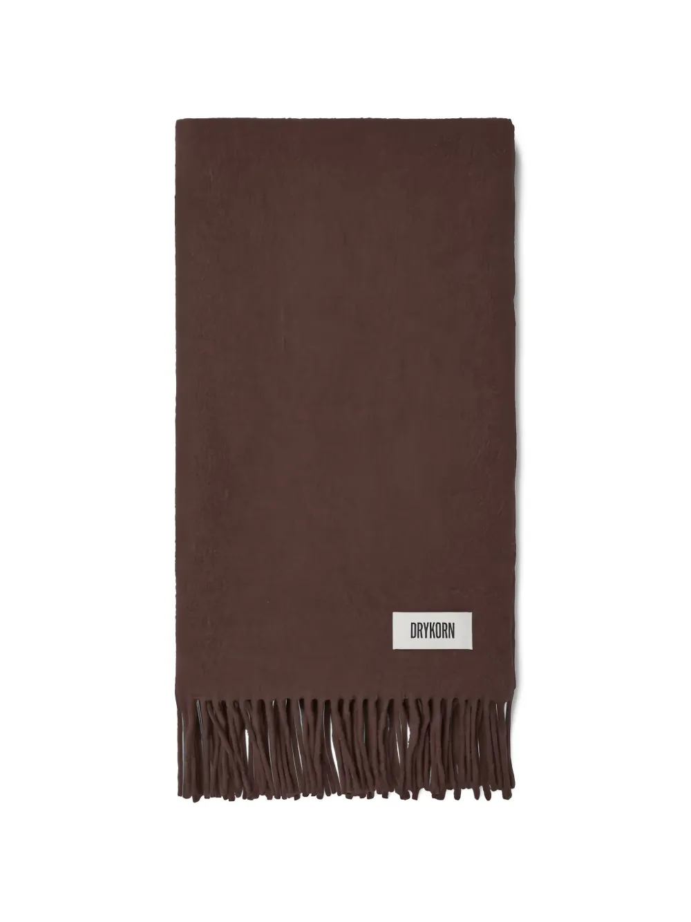 Drykorn Gaze fringed logo-patch scarf - Marrone