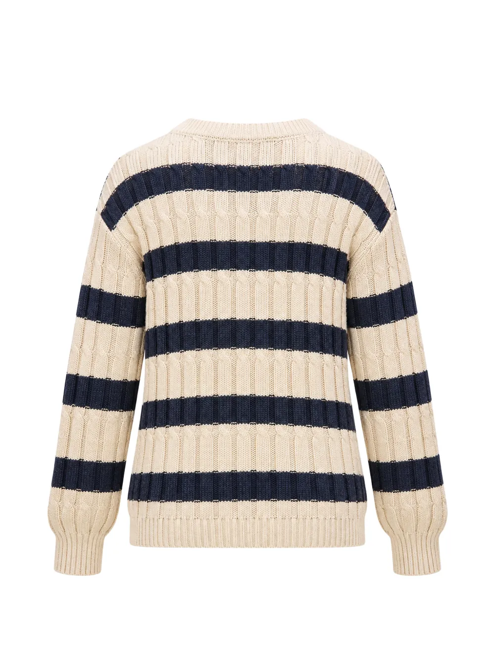 Tommy Hilfiger Gestreepte kabelgebreide trui Beige