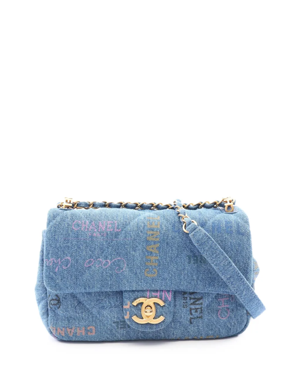 CHANEL Pre-Owned 2021-2026 Mini Rectangular Quilted Denim Mood Flap crossbody bag - Blue