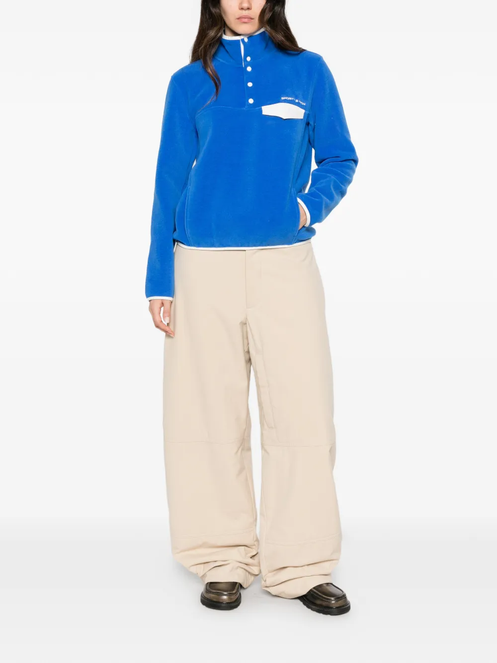 Sporty & Rich Fleece sweater met geborduurd logo Blauw
