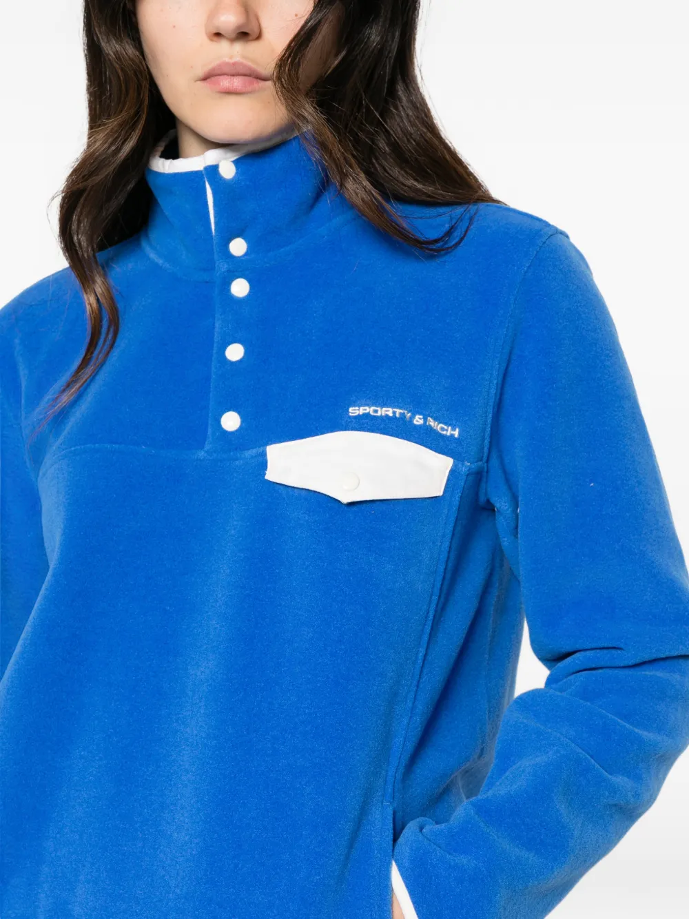 Sporty & Rich Fleece sweater met geborduurd logo Blauw