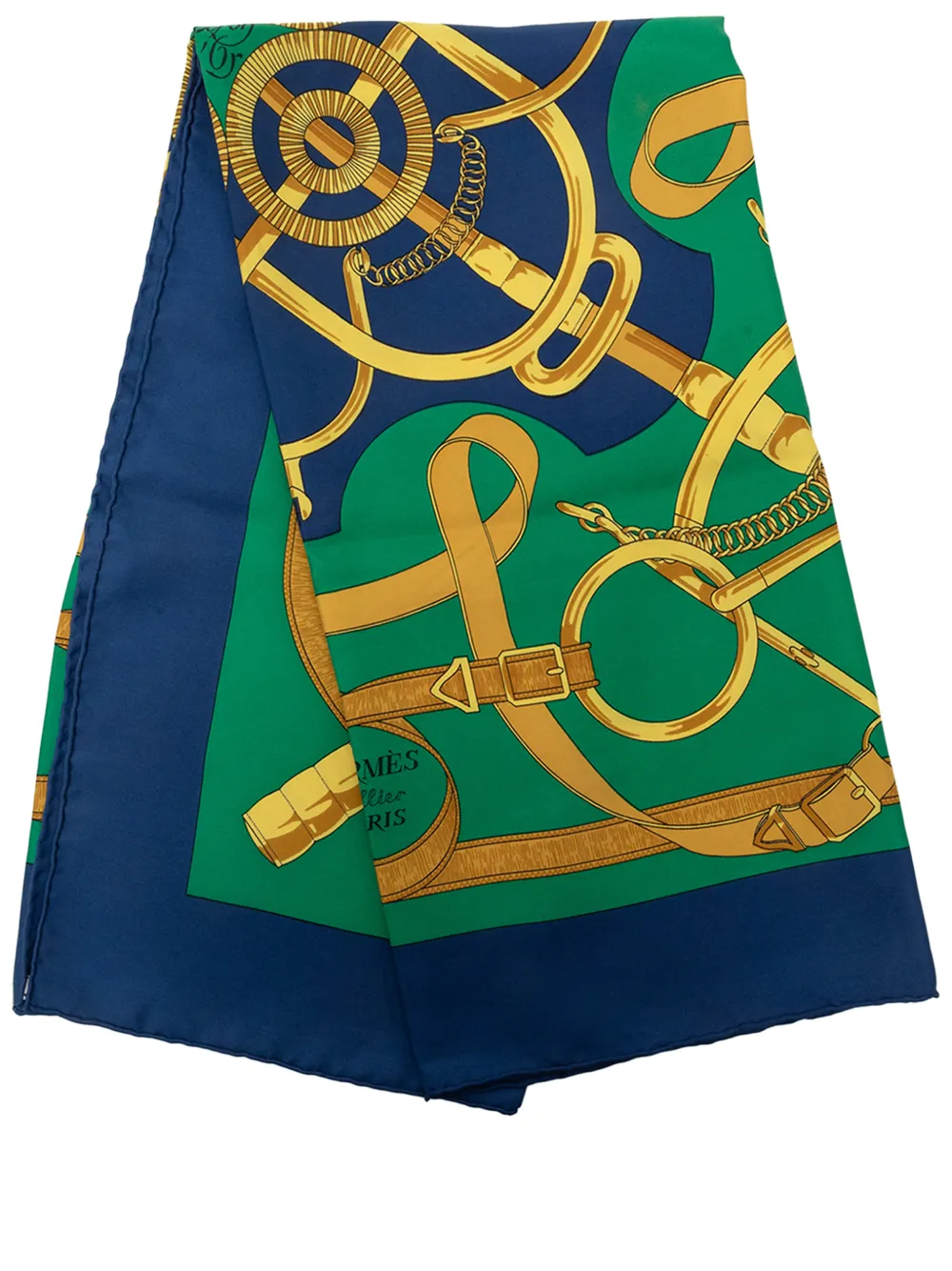 Hermès Pre-Owned 1990-2010 Eperon D Or Silk Scarf 90 scarves - Blau