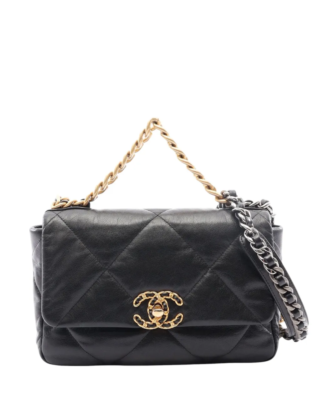 CHANEL Pre-Owned 2019 Medium Lambskin 19 Flap satchel - Nero