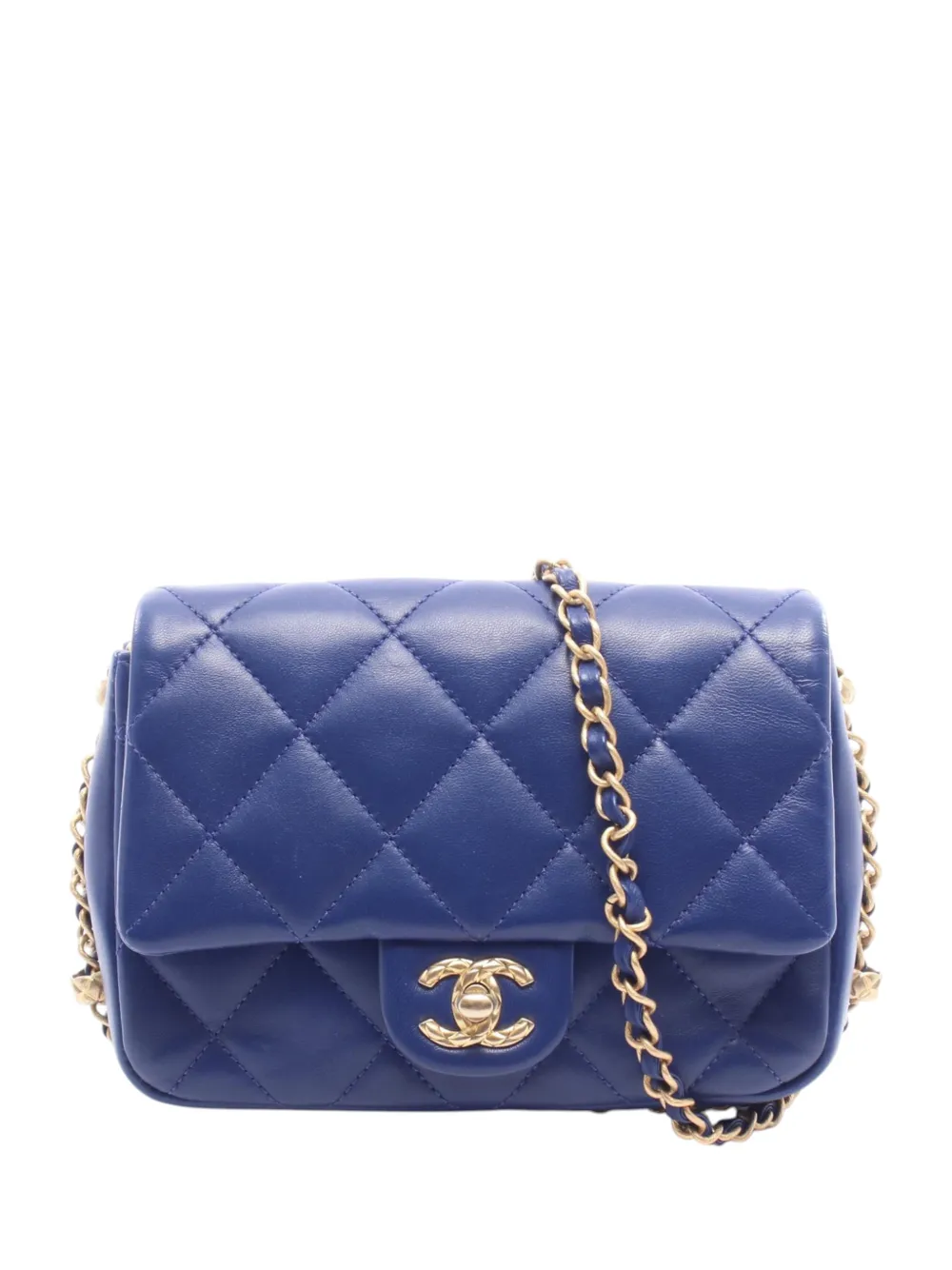 CHANEL Pre-Owned 2021-2026 Mini CC Quilted Lambskin Single Flap crossbody bag - Blu