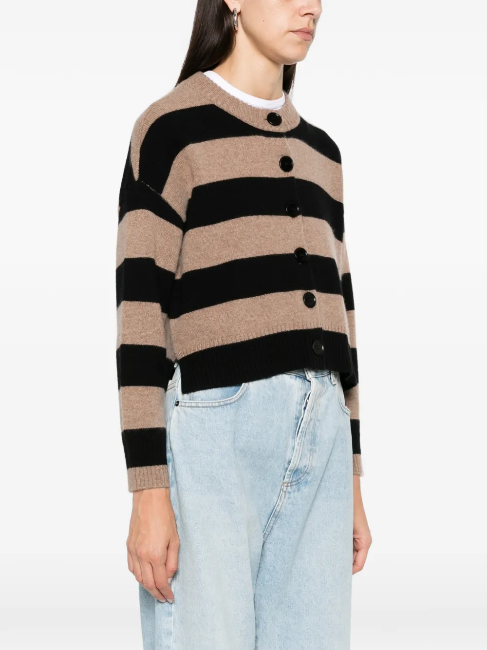 ARCHER CASHMERE Nina gestreept vest Beige