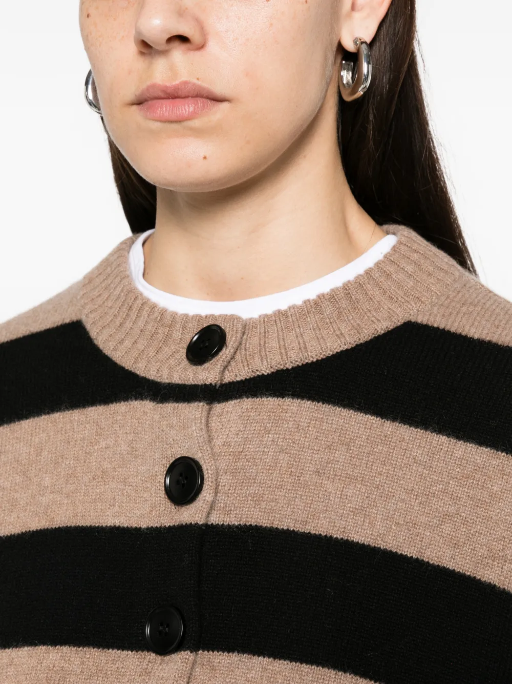 ARCHER CASHMERE Nina gestreept vest Beige