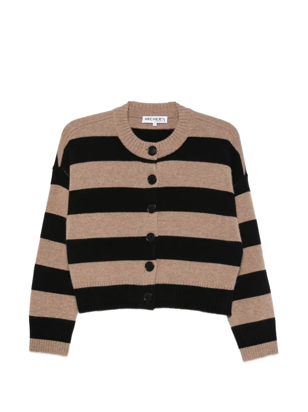 ARCHER CASHMERE Gestreifter Nina Cardigan - Nude