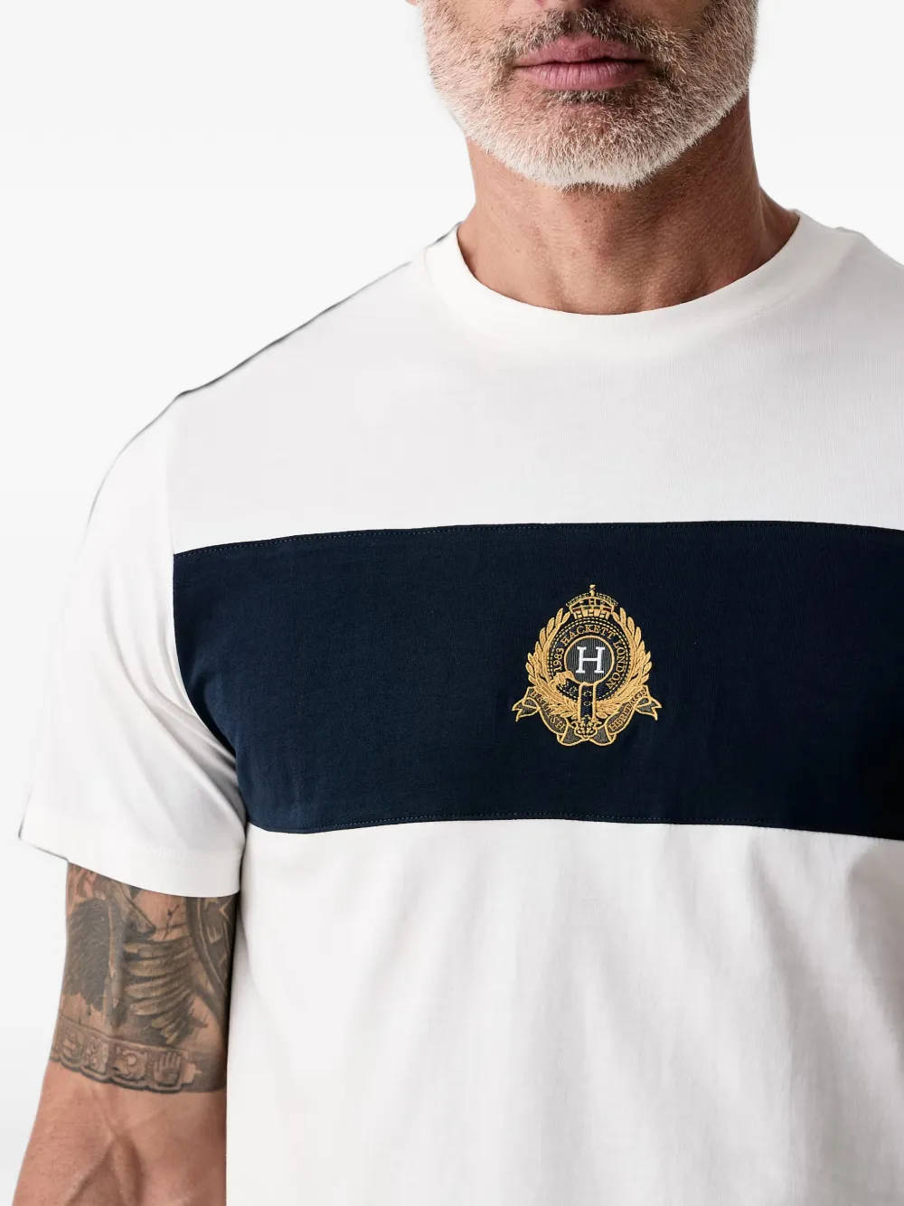 Hackett London logo-embroidered colour-block T-shirt Wit
