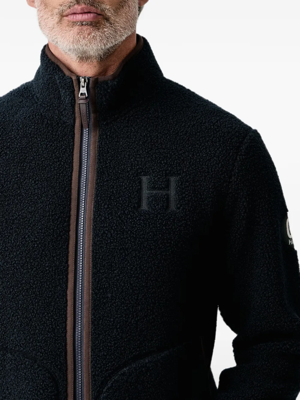 Hackett London Fleece jack met rits Blauw