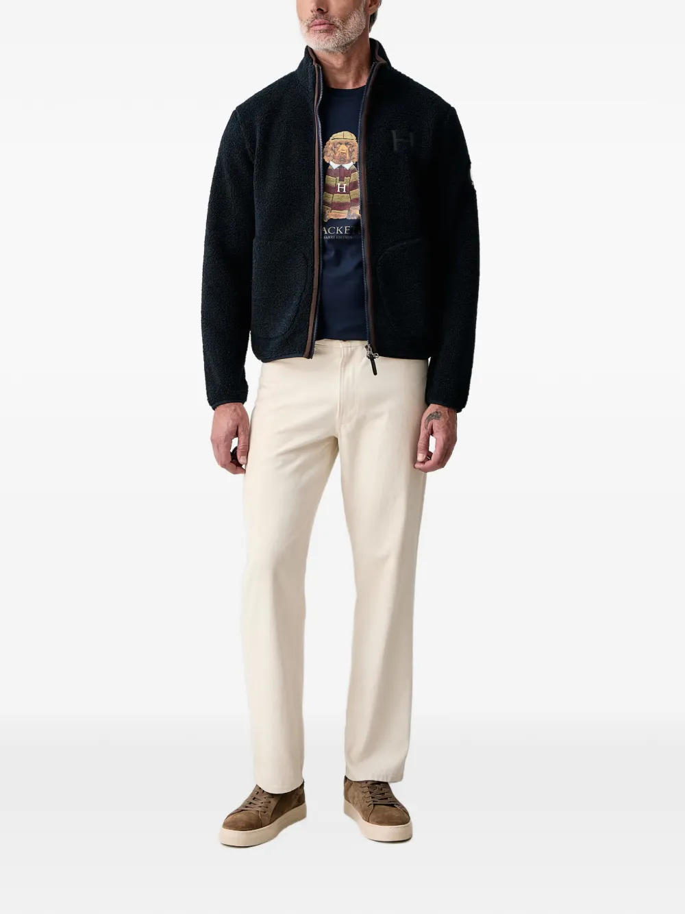 Hackett London Fleece jack met rits Blauw