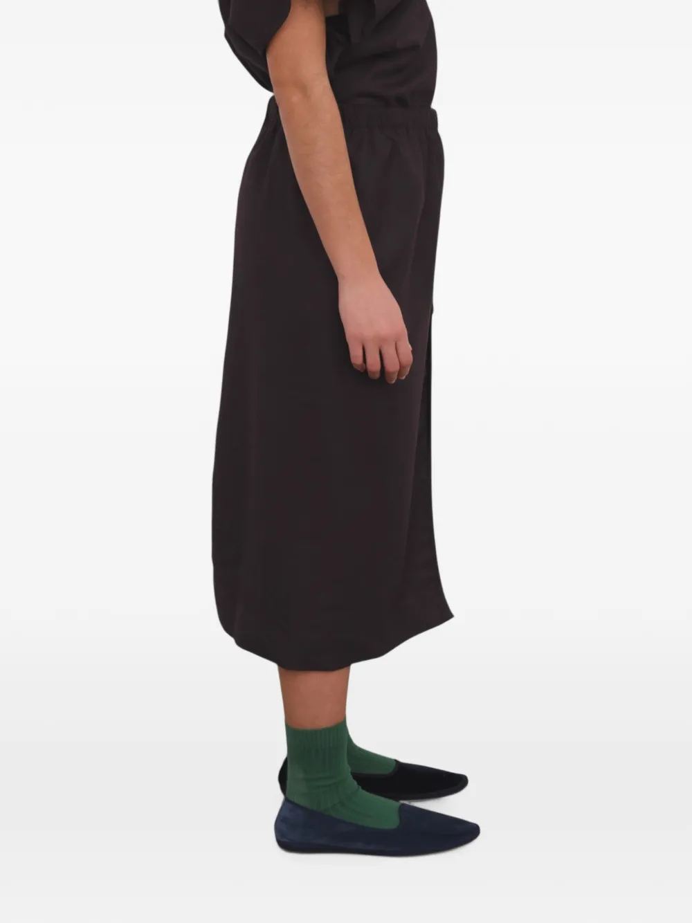 Baserange Dadar midi-rok met elastische taille Zwart