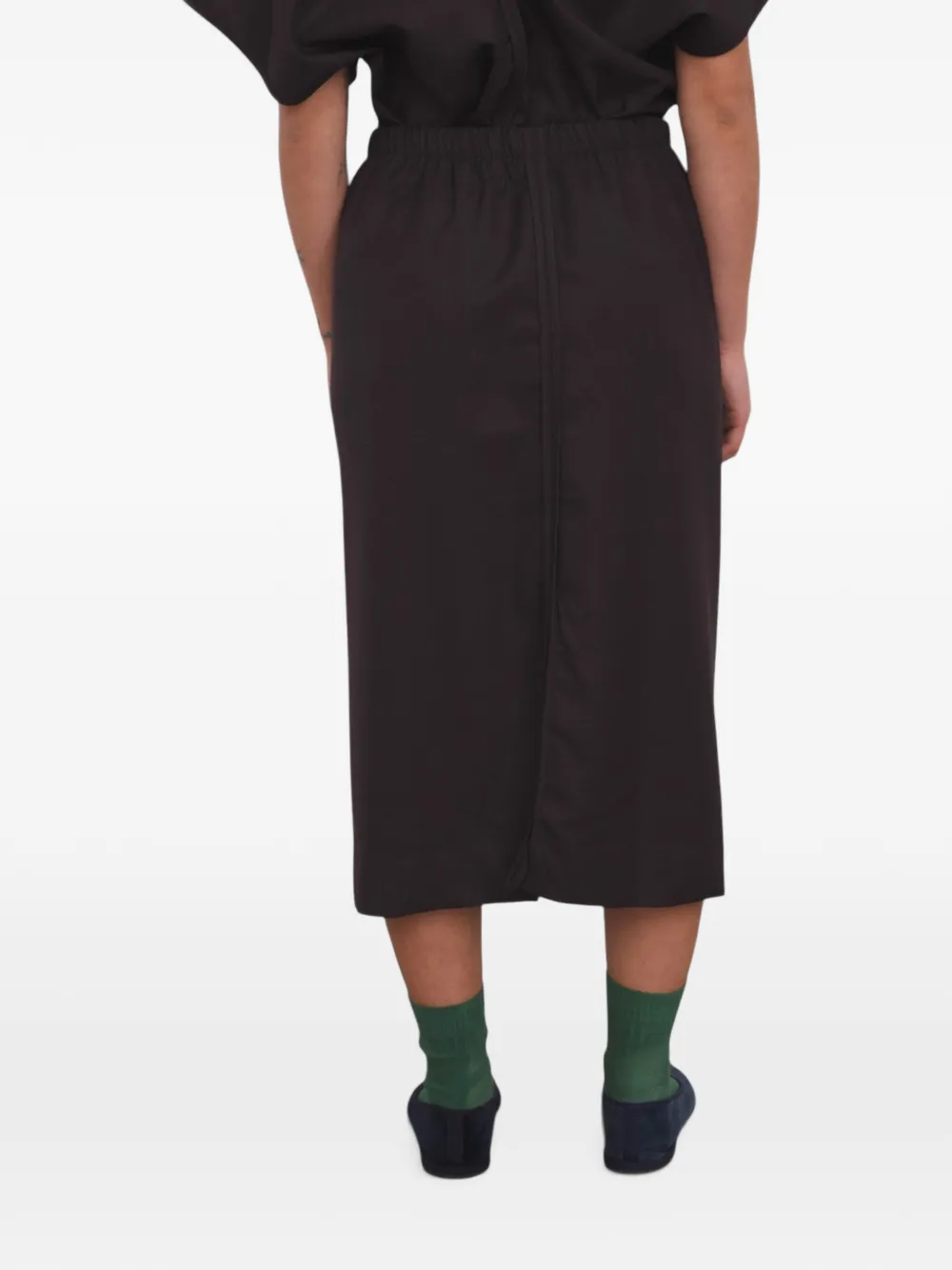 Baserange Dadar midi-rok met elastische taille Zwart