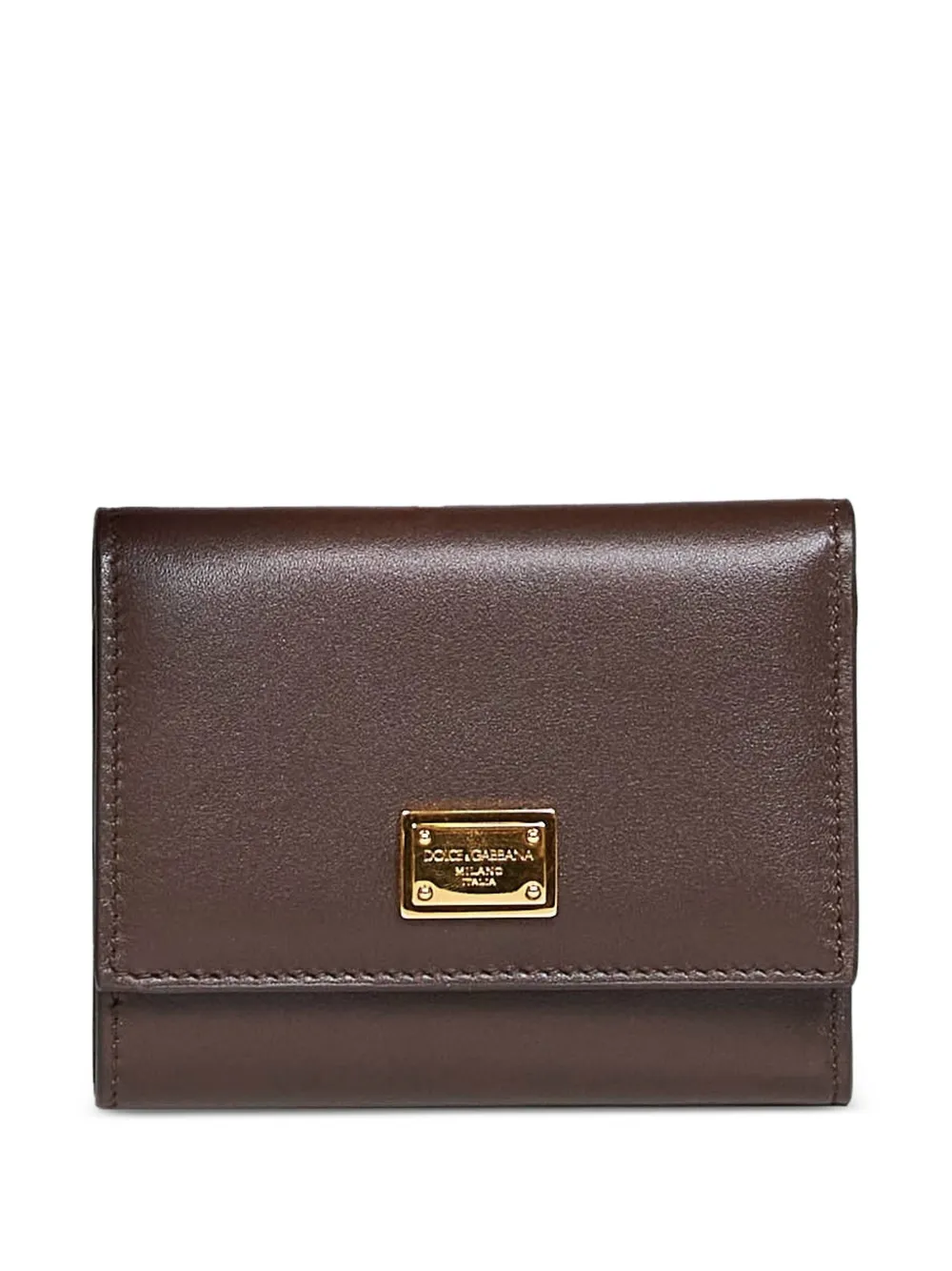 Dolce & Gabbana logo-plate leather wallet - Marrone