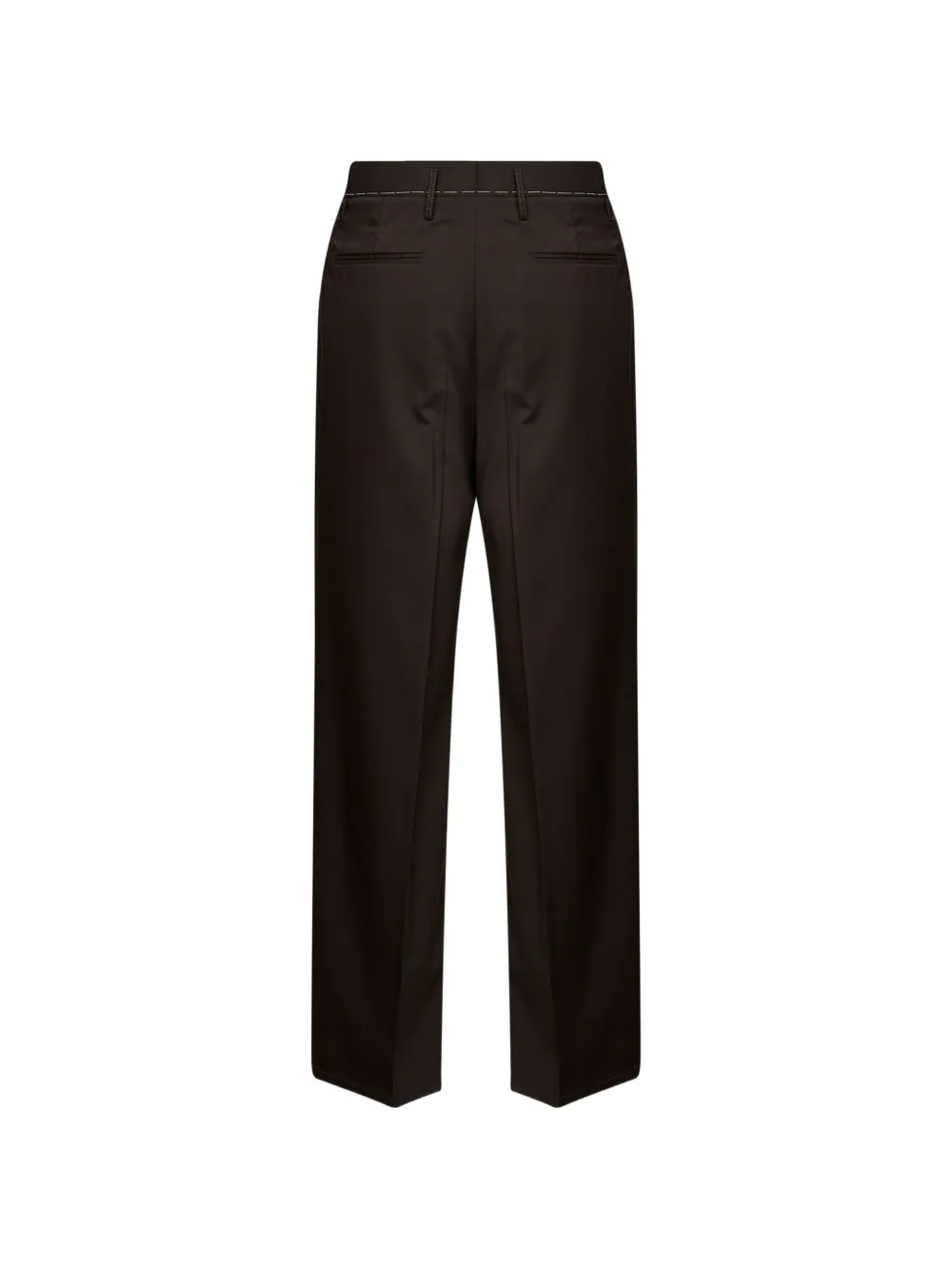 Costumein Chino met contrasterende stiksels en scheerwol Bruin