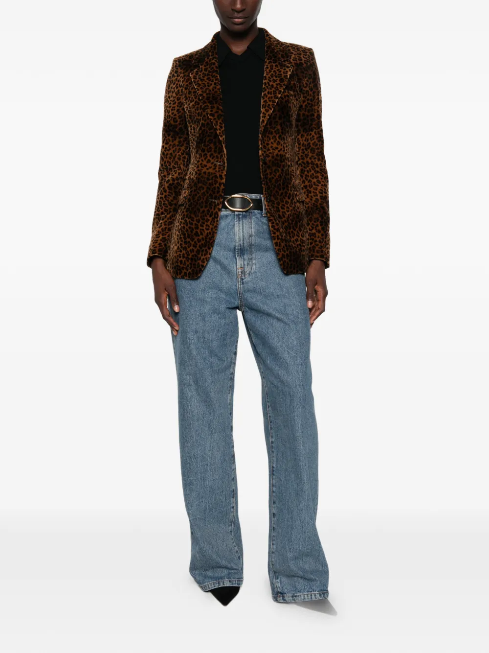 Tagliatore Blazer met luipaardprint Bruin