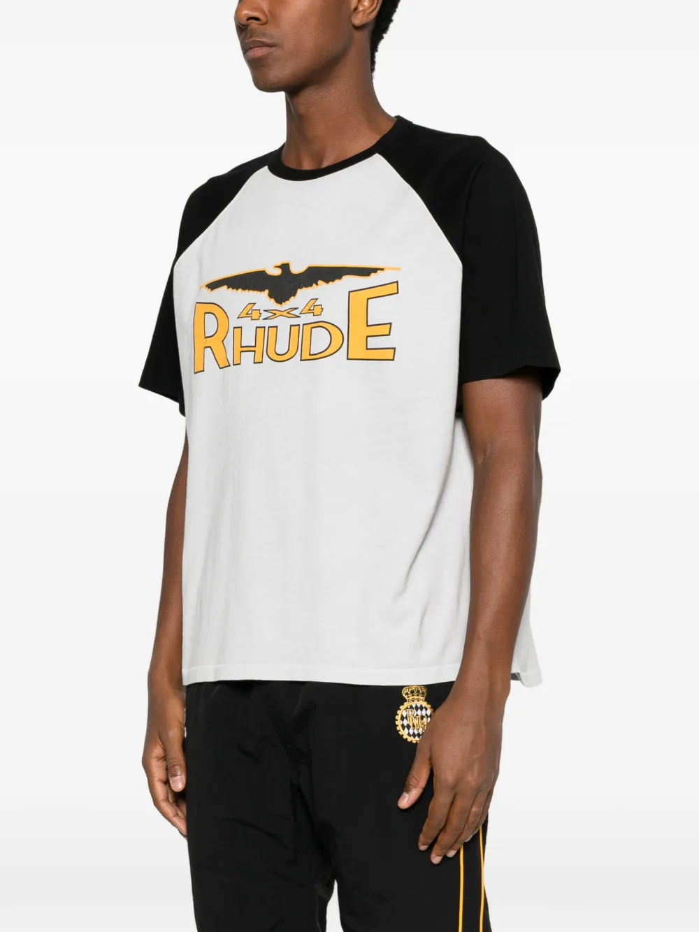 RHUDE logo-print raglan-sleeve T-shirt Grijs