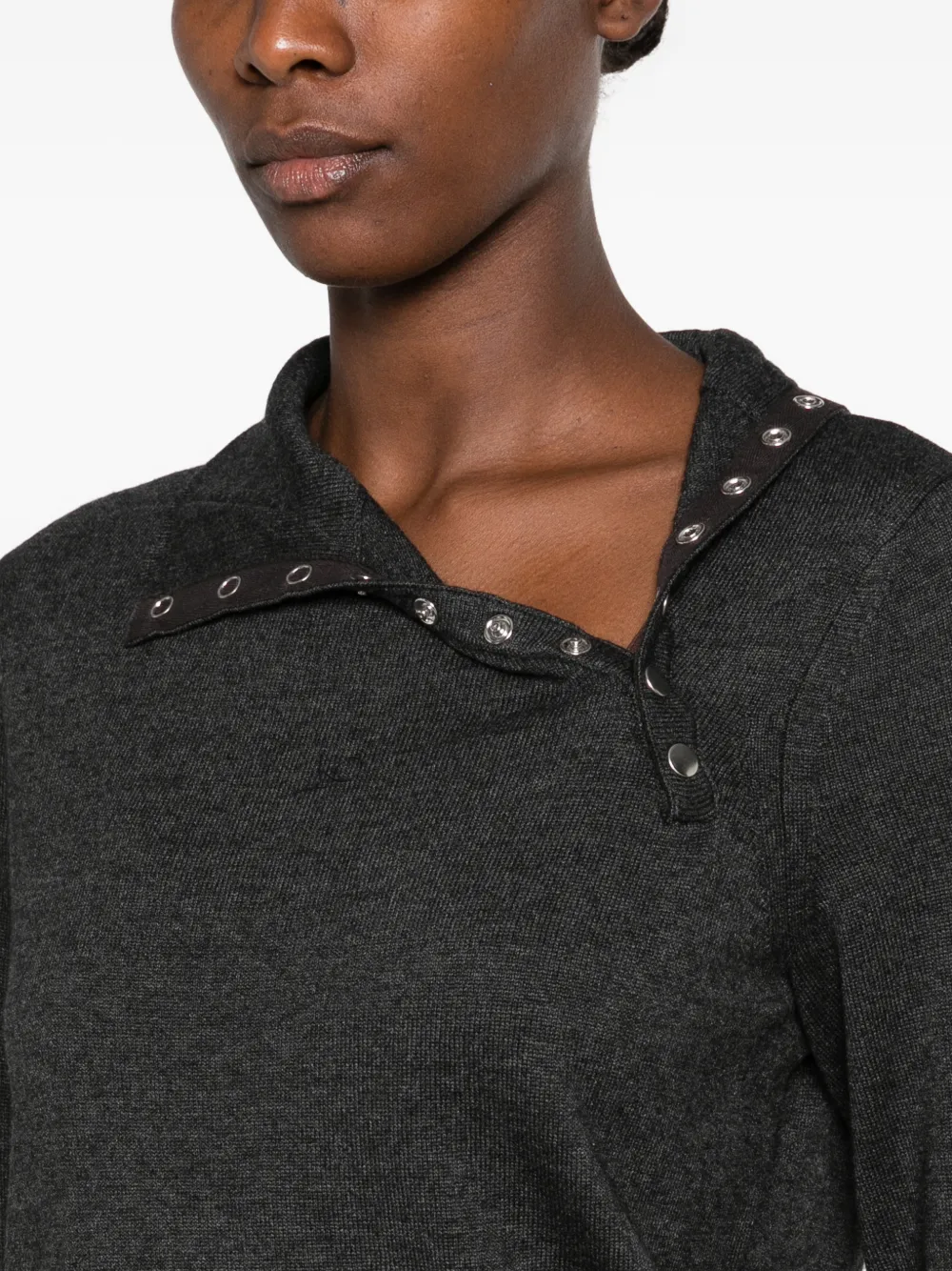 ISABEL MARANT Jovienne button-fastening high-neck sweater Grijs