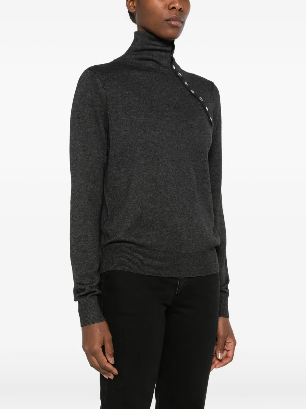 ISABEL MARANT Jovienne button-fastening high-neck sweater Grijs