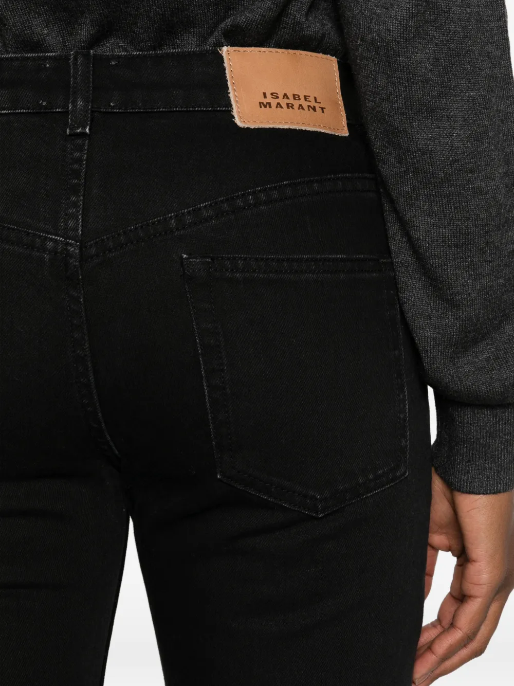 ISABEL MARANT Ombela frayed-hem straight-leg jeans Zwart