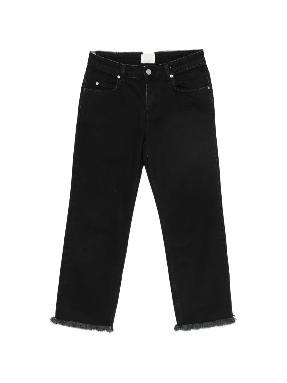 ISABEL MARANT Ombela frayed-hem straight-leg jeans Zwart