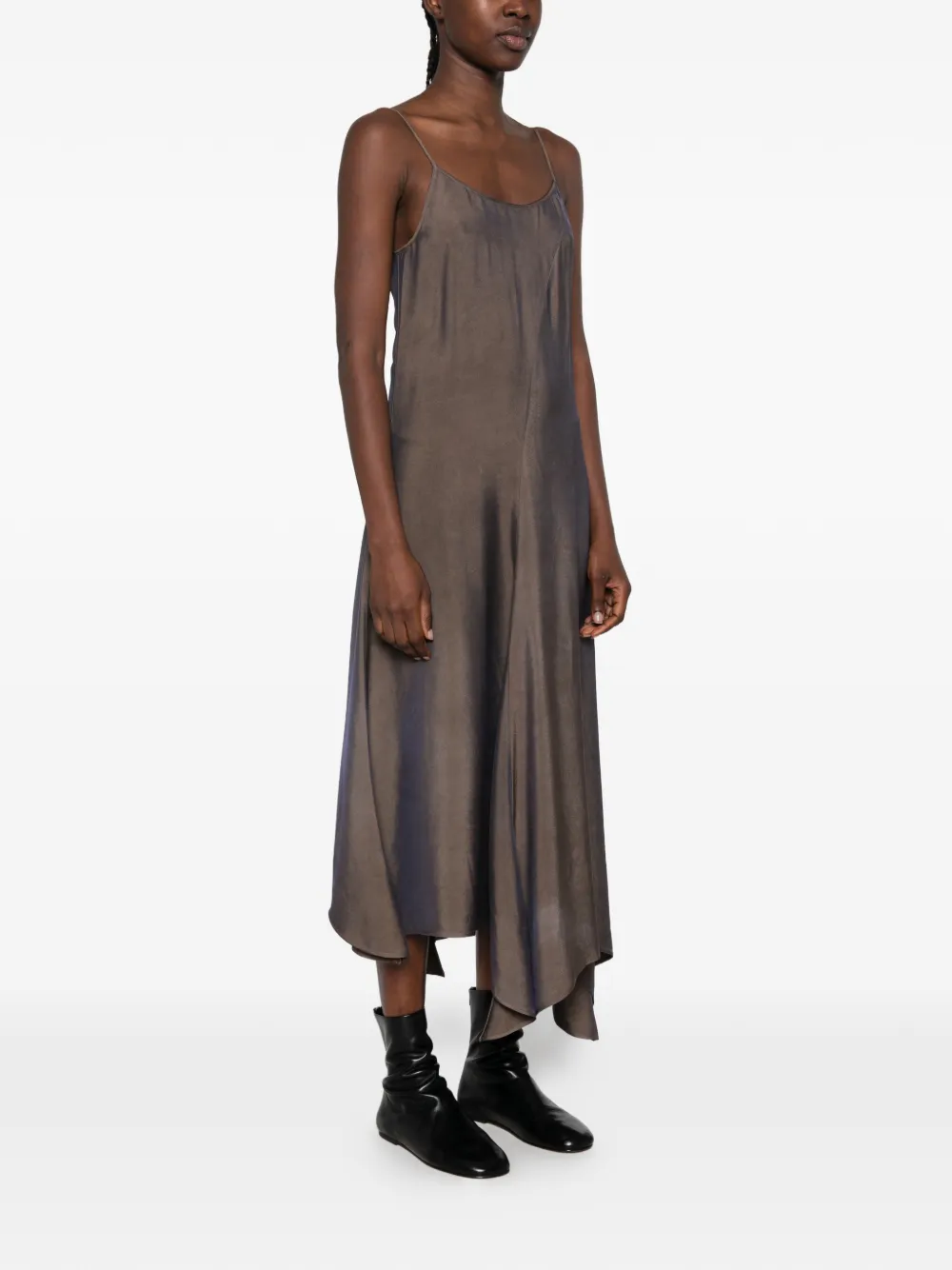 Uma Wang Acrry asymmetric spaghetti-strap midi dress Bruin