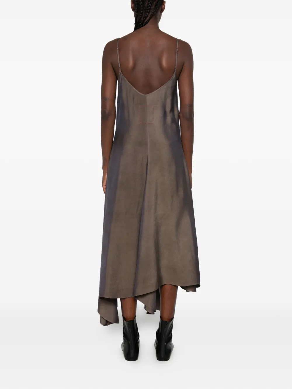 Uma Wang Acrry asymmetric spaghetti-strap midi dress Bruin