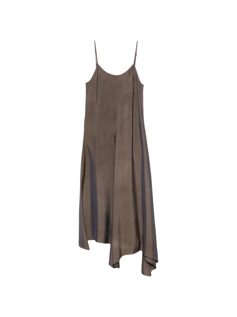 Uma Wang robe mi-longue asymétrique Acrry à fines bretelles - Marron Uma Wang robe mi-longue asymétrique Acrry à fines bretelles - Marron