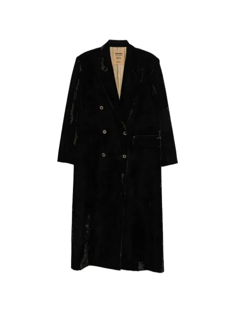 Uma Wang Lassie crushed-velvet double-breasted coat