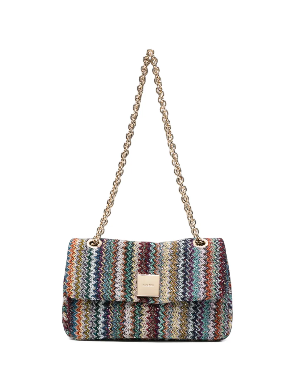 Missoni zigzag-knit chain-link shoulder bag - Blue
